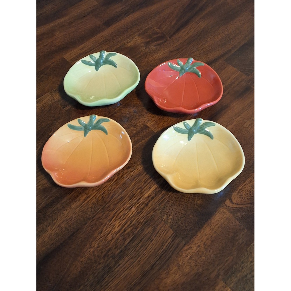 Williams Sonoma Tomato Appetizer Plates Set of 4 Ceramic Multicolor Heirloom